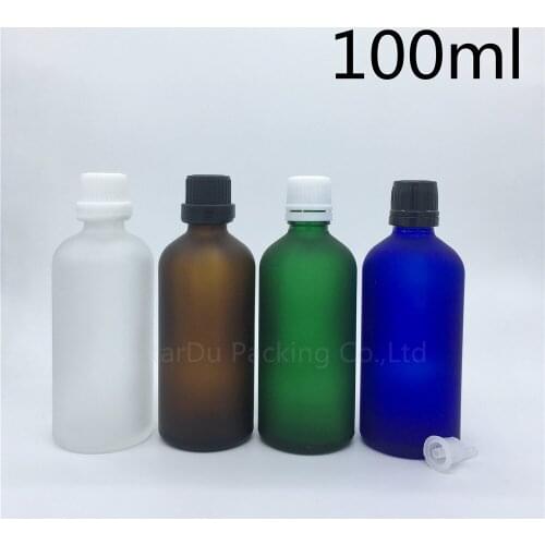 Travel bottle 100ml Green blue amber transparent frosted Glass Bottle, Vials Essential Oil Bottle with tamper evident cap