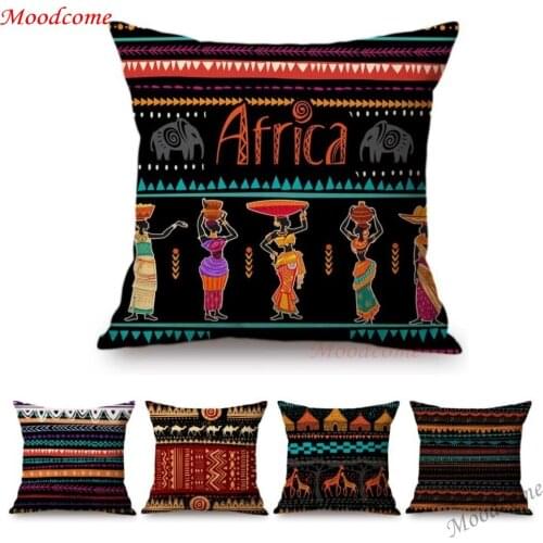 Exotic Ethnic Design Pattern Africa Art Camel Giraffe African Woman Decorative Car Pillow Sofa Cushion Cover Throw Pillowcase