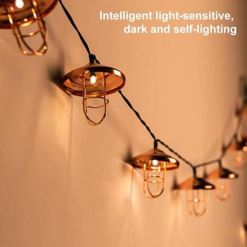Solar Fairy Lights Garland 20 LED Metal Lanterns String Light for Home Party Wedding Decoration