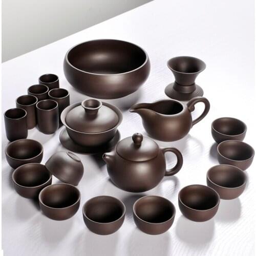 Chinese argile Kung Fu tea set old purple clay pot authentic cup teapot gift custom set dark-red enameled pottery zisha teapot