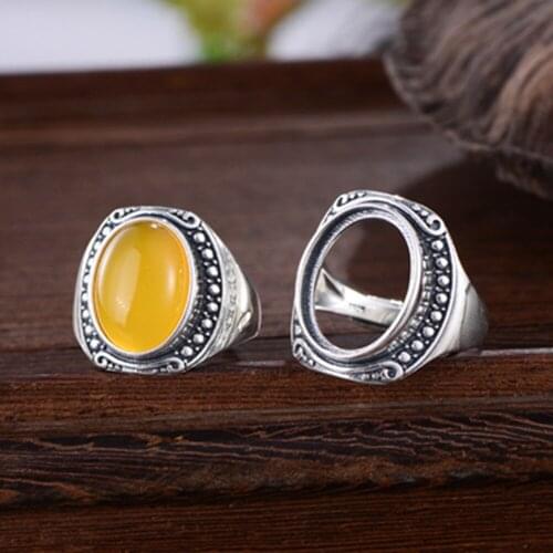 Ring Blank (10x14mm/12x16mm Oval Blank) Adjustable Thai Sterling Silver Ring Base Oval Cabochon Ring Setting R881B