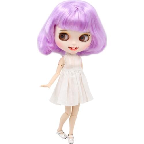 ICY DBS Blyth doll customized white skin and joint body with open mouth matte face for girl gift toy BL7008