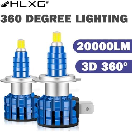 HLXG 20000LM H4 H8 H9 H11 9005 9006 LED HB4 HB3 lamp bulbs 360 h7 led headlight 12V car Light 6500K neblineros led para auto