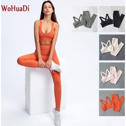 WOHUADI Sexy Fashion Womens Clothing Yoga Suit Sportswear Gym Fitness Sports Bra Set Female Outdoor High Waist Leggings Stripe