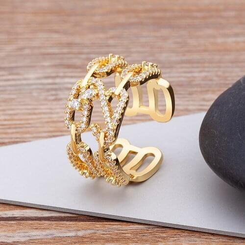 Hot Sale Gorgeous Cubic Zirconia Women Finger Rings Evening Party Accessories Fancy Birthday Gift Jewelry Adjustable Ring
