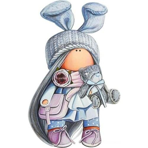 Bear Doll Bunny Hat Girl Metal Cutting Dies Human Doll Stencil for DIY Craft Scrapbooking Cards Decorative