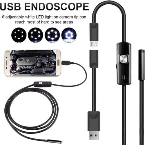 2020 Newest 6LED 5.5mm Hose USB Mobile Phone Endoscope Hard Tube Channel Air Conditioning Auto Repair Camera