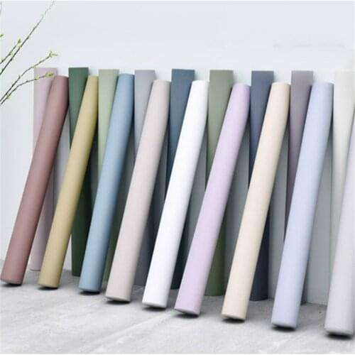 Morandi Color Bedroom Wallpaper Solid Colors PVC Waterproof Self Adhesive Vinyl Contact Paper Wardrobe Decorative Wall Stickers
