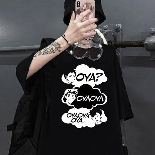 Anime Oya Oya Oya Haikyuu Men T Shirt Kuroo Anime Bokuto Manga Shoyo Volleyball Creative Tee Shirt Short Sleeve T-Shirts