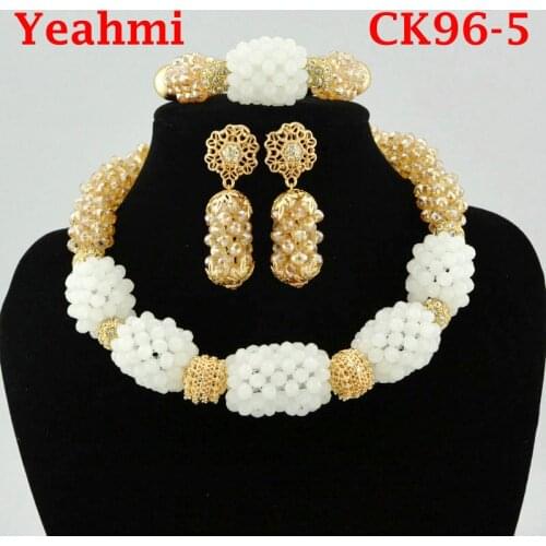 African Beads Jewelry Set 2018 Nigerian Wedding African Beads for Brides Party Bridal Jewelry Set Free Shipping CK96-1