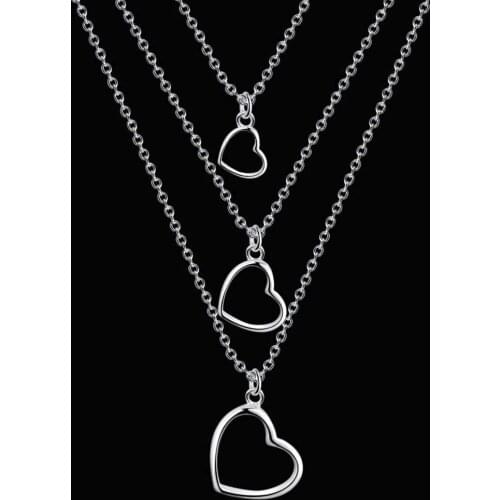 New arrive 925 Sterling Silver Necklaces 18 Inches Love Heart Pendant Charm wedding Jewelry Fashion women Party Christmas Gifts