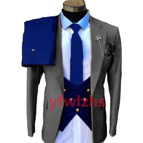 New Arrival One Button Groomsmen Notch Lapel Groom Tuxedos Men Suits Wedding/Prom Best Blazer ( Jacket+Pants+Vest+Tie) C258