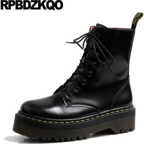 Shoes Waterproof Women Winter Muffin 2021 Platform Creepers Combat Knit Side Zip Boots Ankle Flatform Lace Up Fashion Military
