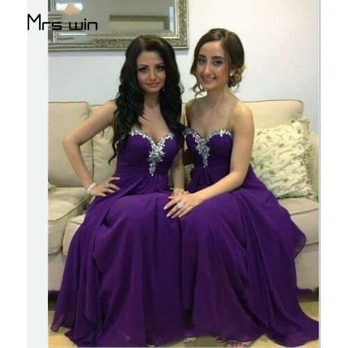 Mrs win Bridesmaid Dress Elegant A Line With Silver Beads Crystal Vestido Madrinha HR203 Bohemia Sleeveless Wedding Guest Dress
