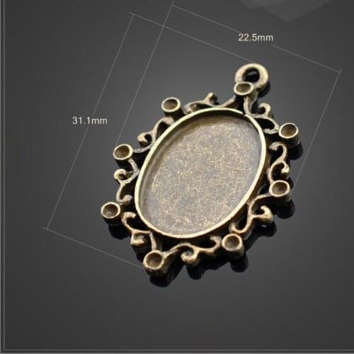 High quality 10 PCS/Lot 31.1mm*22.5mm antique bronze tray charms for setting