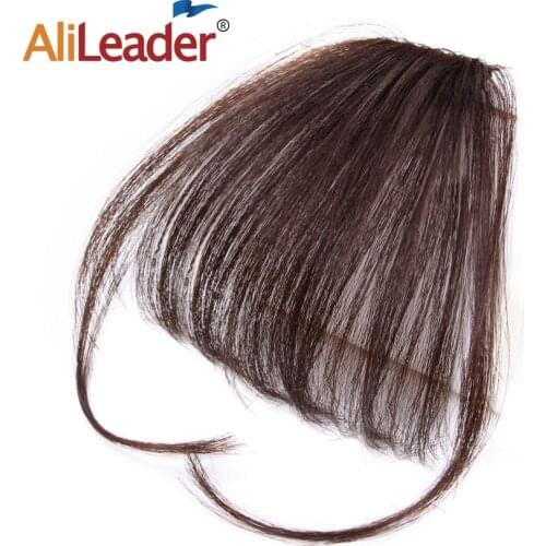 Alileader Cheap Air Bangs Blunt Bang Hairpiece Neat Front False Fringe Thin 100% Real Human Hair Bangs Clip In Hairpiece Fringe