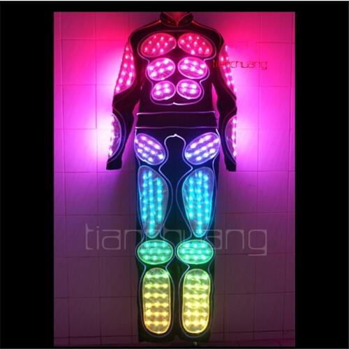 TC-62 Ballroom dance luminous clothe Full color LED colorful light robot costumes Bar dj men wear Programmable suit performance