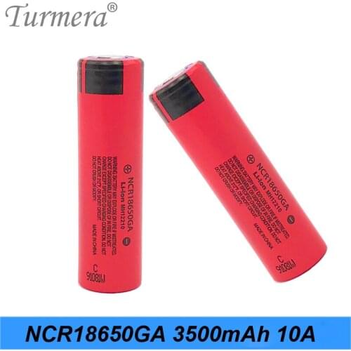 Turmera 18650 3500mAh Battery NCR1865GA for 12V 14.4V 18V 21V 25V Screwdriver Drill Batteries and Flashlight Headlamp E-Bike Use