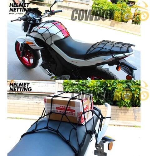 Universal Motorcycle 6 Hooks Luggage Net Bike Hold Down Fuel Tank Luggage Mesh Web Bungee Black Helmet Bike Tank Car Styling