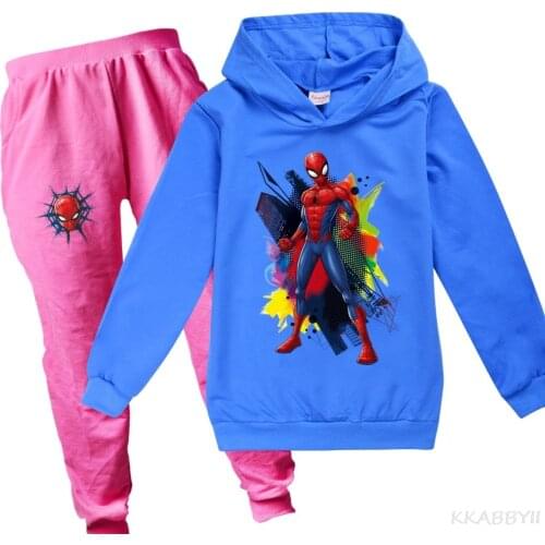Disney Spring Fashion Spiderman Cross Border Childrens Hoodie +Restrained Pantsuit