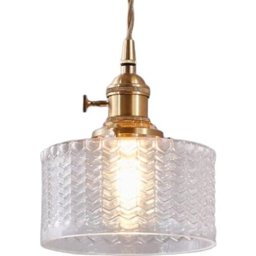 Vintage Loft Copper Glass Suspension for Dining Room Foyer Bed Side Apartment Nordic Clear/Green Pendant Light 2486