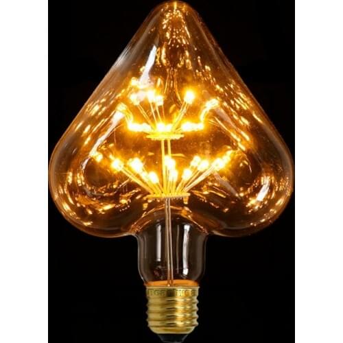 Heart Shape LED Vintage Edison Light bulb 220V E27 Warm White Retro Led bulb