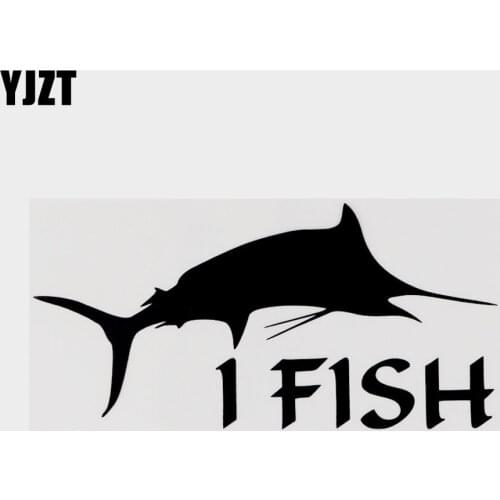 YJZT 13.5CM×6.5CM I Fish Fashion Vinyl Motorcycle Decal Car Sticker Black/Silver 13F-0136