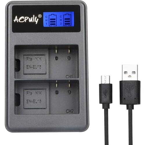 1 pc EN-EL15 EN15 EN EL15 Battery Charger LCD USB Dual Charger For Nikon Cameras D7000 D7100 D7200 D8000 600 800 D810 D610 D750