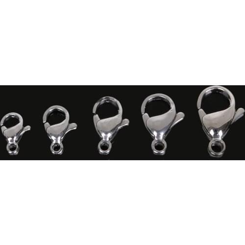 High Quality 10Pcs/lot Silver Color Stainless Steel lobster clasp Hooks For DIY Necklace&Bracelet Jewelry Findings