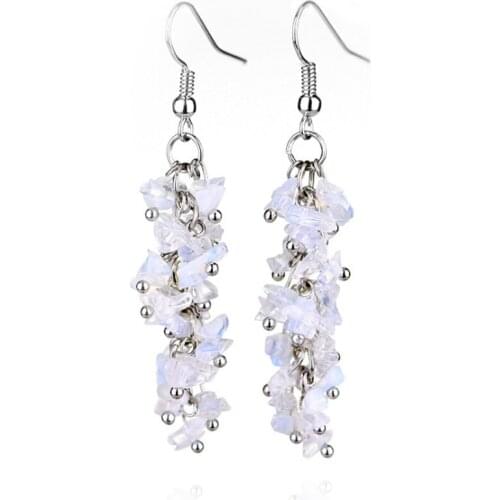 Opalite Opal Silver Plated Irregular Shape Gravel Drop Earrings for Women Lapis Lazuli Jewelry