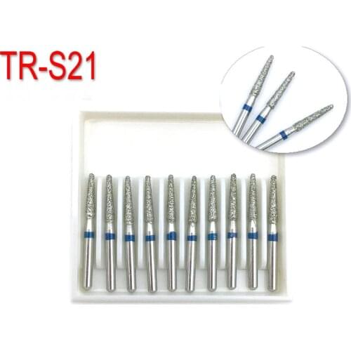10pcs Diamond Burs Dental FG 1.6mm High Speed Drills for High Speed Handpiece Medium TR-S21 Dentist Tools Dentistry Lab