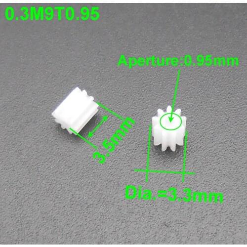 1000Pcs X 0.3M 9 Teeth Plastic Spur Gear 0.3 Modulus T=9 Aperture 1mm (0.95mm) DIY Model Accessories 9T 3.3MM X 3.5MM Pinion 1A