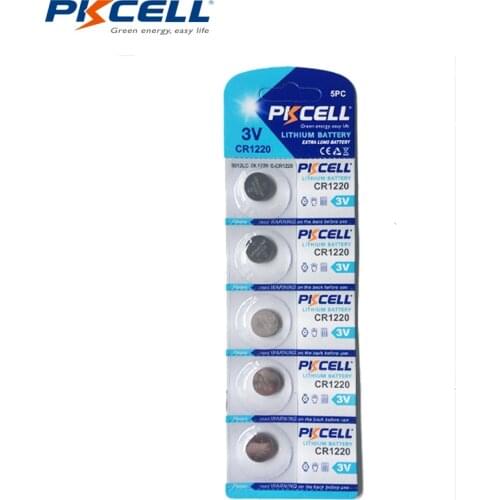 5Pcs PKCELL CR1220 3V Battery Lithium DL1220 LM1220 ECR1220 1220 Button Coin Cell Batteries