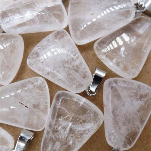 50Pcs 23x17x6mm Wholesale Natural White Crystal Trapezoidal Pendant Bead DIY Jewelry Accessories Earrings S525