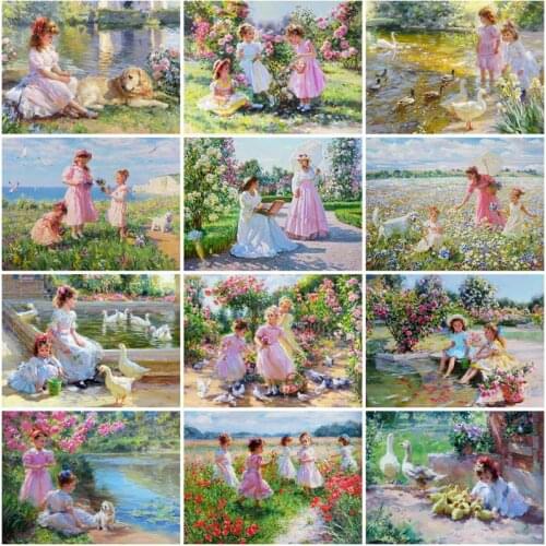 Xaviera 5D Diy Diamond Painting Garden Landscape Girl Portrait Full Square Drill Embroidery Rhinestone Mosaic Cross Stitch Kits