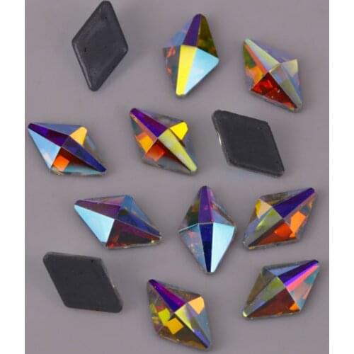 Lead Free High Quality 5x8mm, 6x10mm Crystal AB Bicone Flat Back Hotfix Rhinestones / Iron On Flat Back Crystals