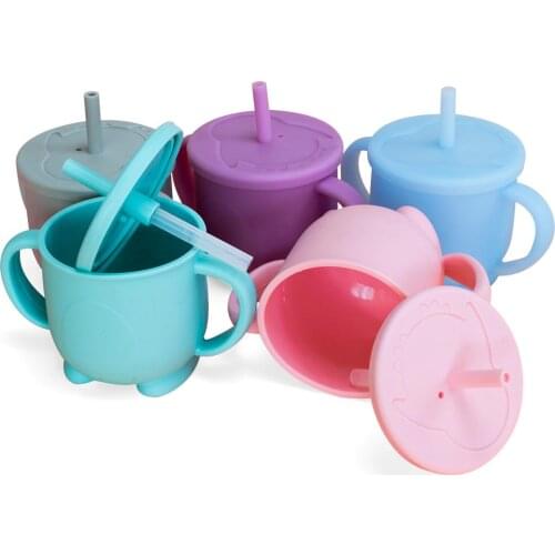 200ML Silicone Baby Learning Drinkware Cup Summer New Arrival With Handle Baby Bottle For Infant Christmas Gift Baby Feeding Set