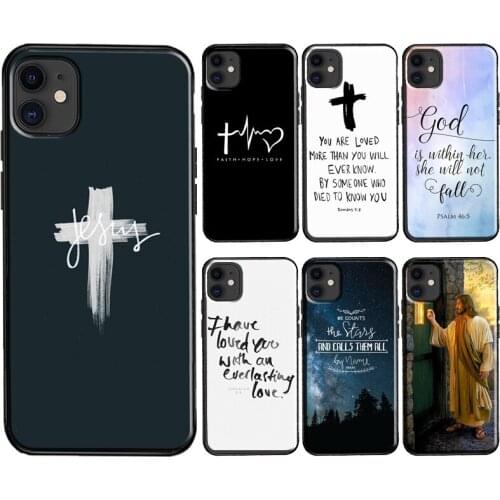 Christ Jesus Bible Verse Cross Case For iPhone 8 6S 7 Plus SE 2020 Cover For iPhone XR X XS 11 12 Pro Max mini Coque