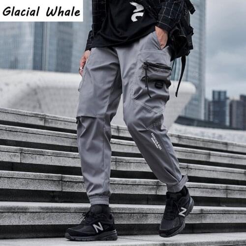 GlacialWhale function wind Mens Cargo Pants Men 2021 Side Pockets Joggers Hip Hop Japanese Streetwear Trousers Black Pants Men