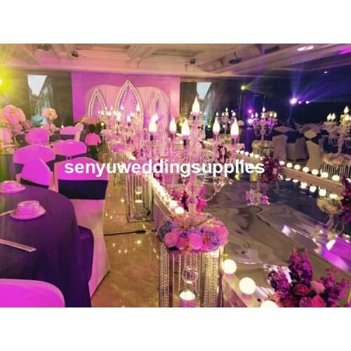HOT sale silver/gold crystal LED pillars columns with The light bulb candelabra candlestick for wedding events/party senyu62