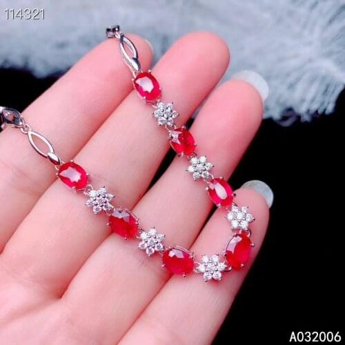 KJJEAXCMY fine jewelry 925 sterling silver inlaid natural ruby bracelet delicate female fashion bracelet support testing