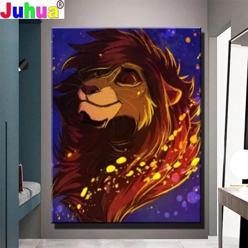 Cartoon Lion Full square/Round Diamond embroidery Animal diamond Painting Cross Stitch Rhinestone Mosaic King Lion Decor Home