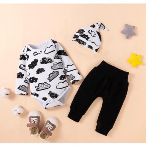 Infant Baby Boys Girls Cute Cartoon Cloud Romper Tops Pants Outfits Set Baby Clothes Newborn Set Одежда Для Новорождëных