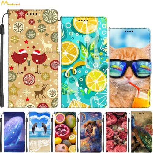 Leather Flip Case For Motorola Moto E7 Plus Phone Cover Wallet Painted Book Covers For Moto E7Plus 64GB 4GB Case E 7 Plus Fundas