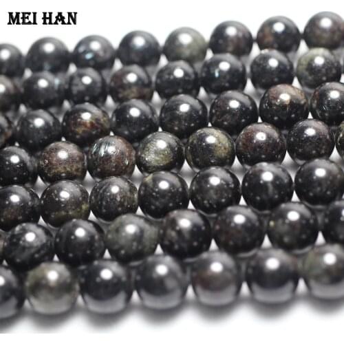 Meihan Natural 6mm 8mm 10mm Astrophylite Hornblende smooth round loose beads rare stone for jewelry making design