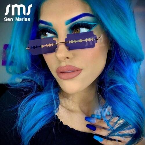 Trendy Rimless Sunglasses Women 2020 Vintage Unique Hollow Steampunk Sunglasses Men Frameless Punk Glasses Shades UV400 Glasses