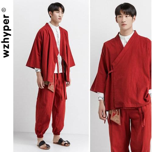 Seven-part Sleeve Hanbok Mens Ancient Side Placket Chinese Style Taoist Robe Simple Rustic Jushi Zen Traditional Culture Jacket