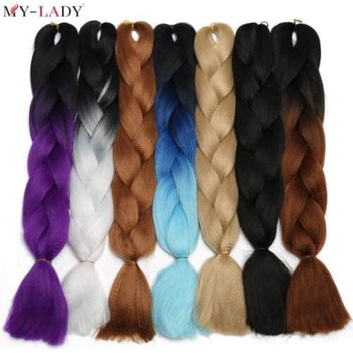 My-Lady 24'' Synthetic Single Ombre Color Glowing Crochet Braiding Hair Wholesale Twist Jumbo Braids Rainbow Hair Kanekalone