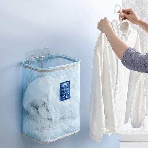 Wall Mounted Breathable Laundry Basket Foldable Dirty Clothes Basket Bathroom Clothes Storage Baskets Laundry Organizer