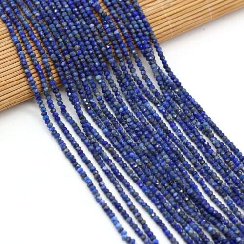 New Faceted Small Beads Natural Crystal Lapis Lazuli Stone Beads for Women Jewelry Making Bracelet Necklace Size 3x2mm